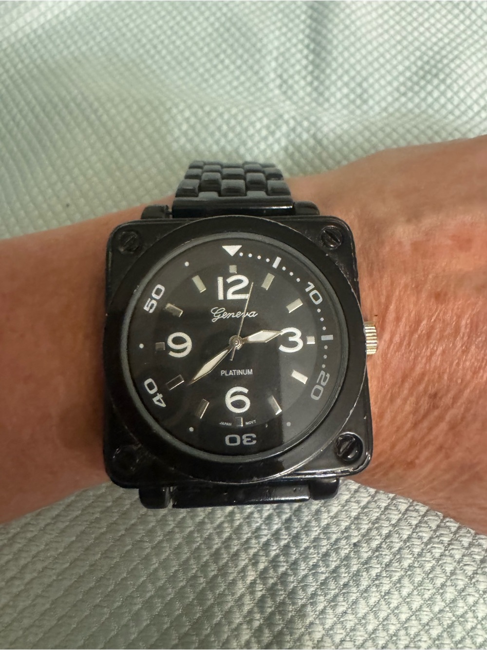 Geneva Men's Square Black Dial Bracelet Watch